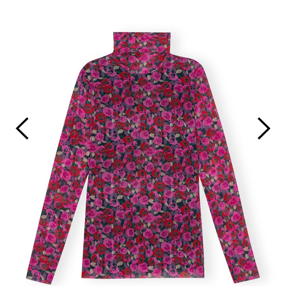 NWT- GANNI Floral Mesh Roll Neck Sz36 / US Small